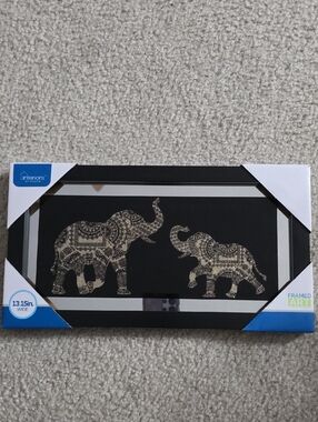 Framed Elephant Wall Art - Black and Gold